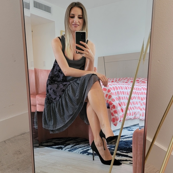 NBW Free People Stunning Boho Style Charcoal Midi Dress - Picture 2 of 12